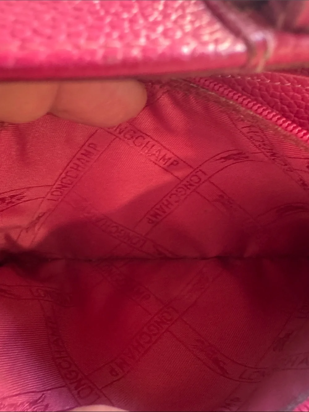 Longchamp Hot Pink Leather Clutch with Buckle Strap